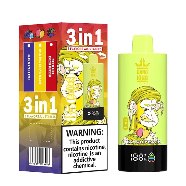 Bang King Triple 85K 3-in-1 disposable vape – Mixed Berries, Mango Peach, Grape Ice flavors