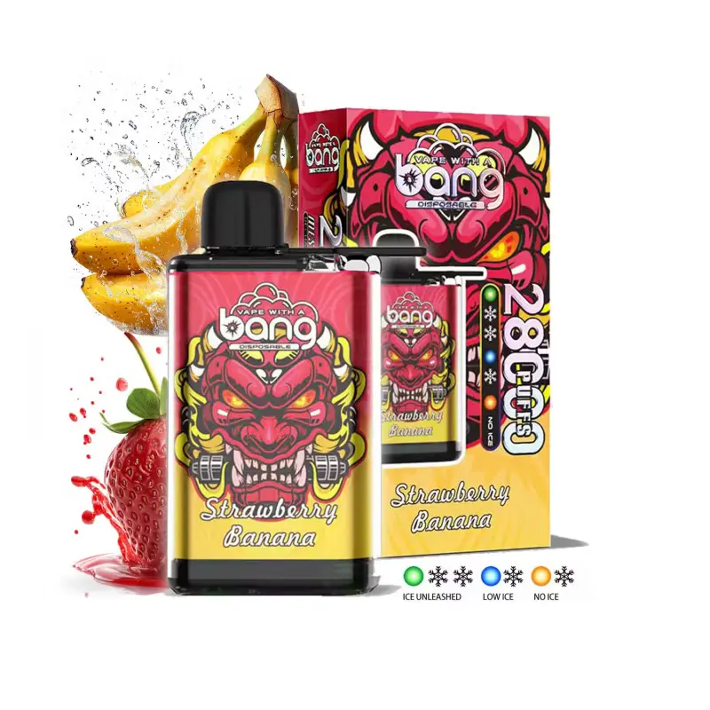 bang-vape-28000-puffs-jordbær-banan bang 28k puffs customisable ice control engangs vape