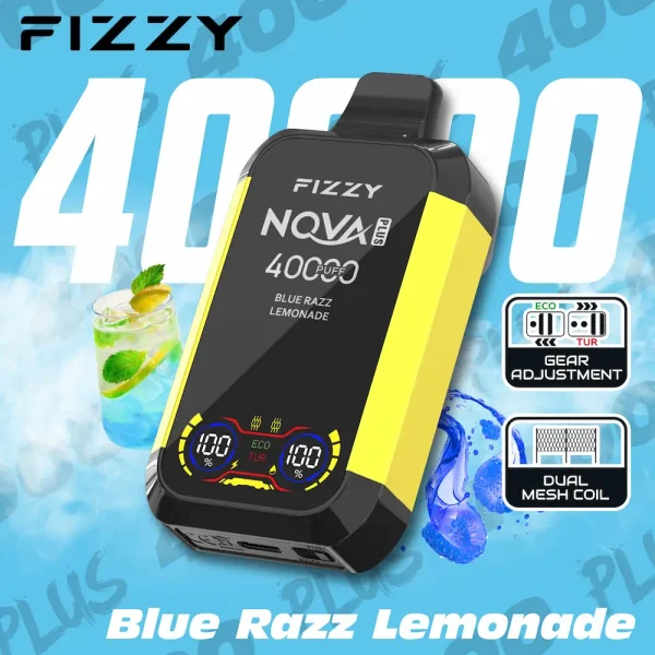 Fizzy Nova Plus 40000 40K puffs dual mode disposable vape - Blue Razz Lemonade flavor