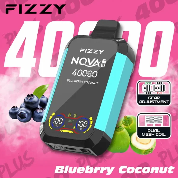 Fizzy Nova Plus 40000 40K puffs dual mode disposable vape - Blueberry Coconut flavor