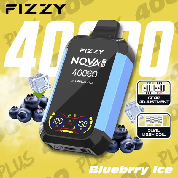 Fizzy Nova Plus 40000 40K puffs dual mode disposable vape - Blueberry Ice flavor