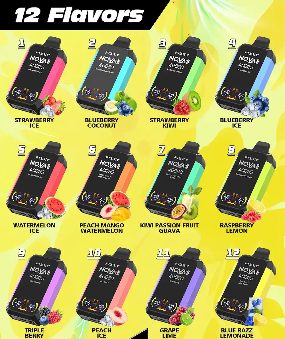 Fizzy Nova Plus 40000 40K puffs dual mode disposable vape all flavors collection