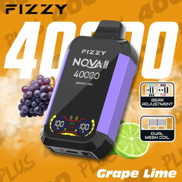 Fizzy Nova Plus 40000 40K puffs dual mode disposable vape - Grape Lime flavor