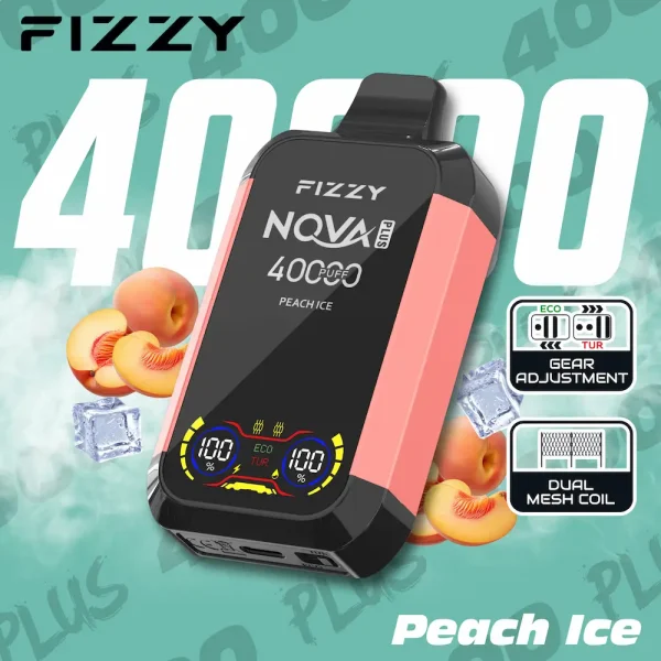 Fizzy Nova Plus 40000 40K puffs dual mode disposable vape - Peach Ice flavor