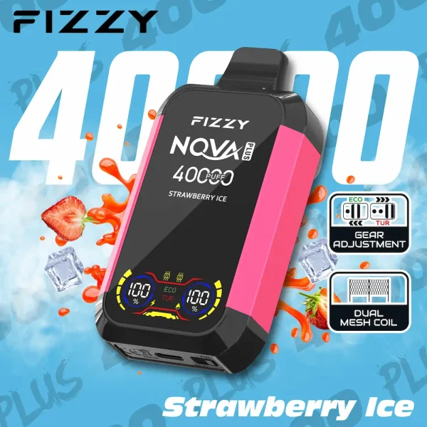 Fizzy Nova Plus 40000 40K puffs dual mode disposable vape - Strawberry Ice flavor