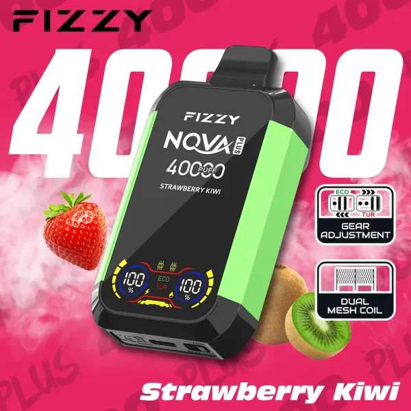 Fizzy Nova Plus 40000 40K puffs dual mode disposable vape - Strawberry Kiwi flavor