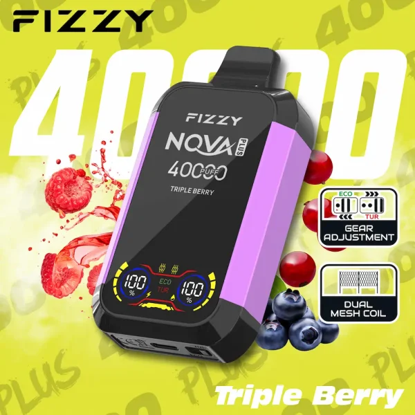 Fizzy Nova Plus 40000 40K puffs dual mode disposable vape - Triple Berry flavor