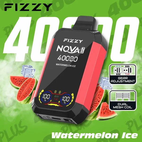 Fizzy Nova Plus 40000 40K puffs dual mode disposable vape - Watermelon Ice flavor