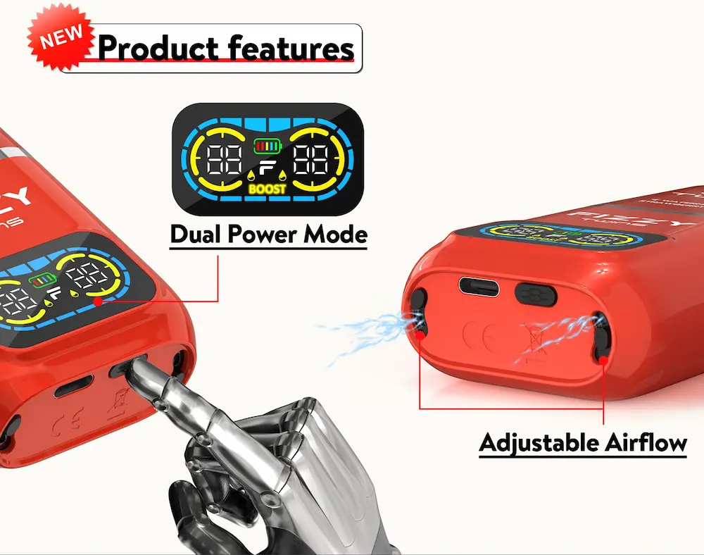 Fizzy Twins 50000 50K puffs dual flavor disposable vape with dual power mode and adjustable airflow