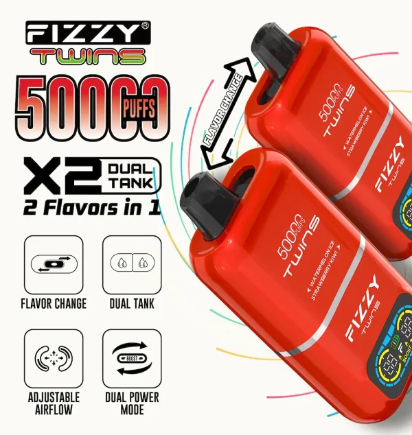 Fizzy Twins 50000 50K puffs dual smaak wegwerp vape belangrijkste afbeelding