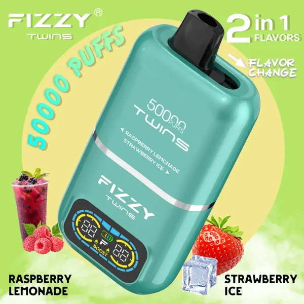 Fizzy Twins 50000 dual flavor vape Raspberry Lemonade and Strawberry Ice