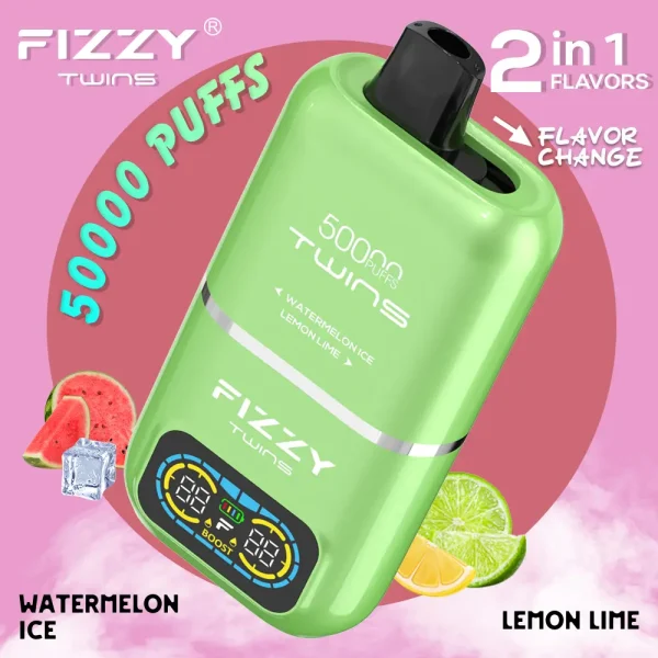 Fizzy Twins 50000 dual flavor disposable vape Watermelon Ice and Lemon Lime