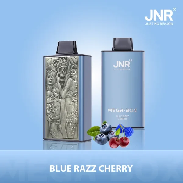 JNR Mega Box 25000 25K Puff Disposable Vape with blue razz cherry flavor