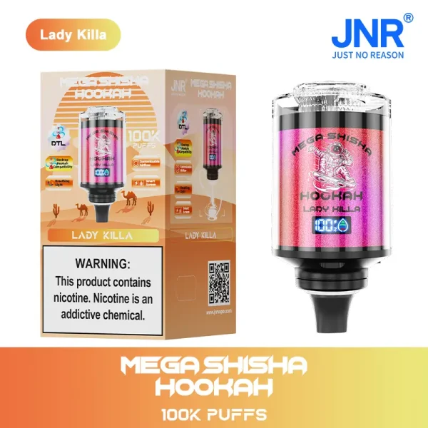 JNR Mega Shisha Hookah 100K Puff Disposable Vape with lady killa flavor