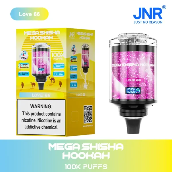 JNR Mega Shisha Hookah 100K Puff Disposable Vape with love 66 flavor