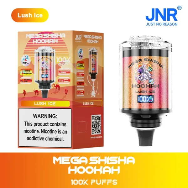 JNR Mega Shisha Hookah 100K Puff Disposable Vape with lush ice flavor