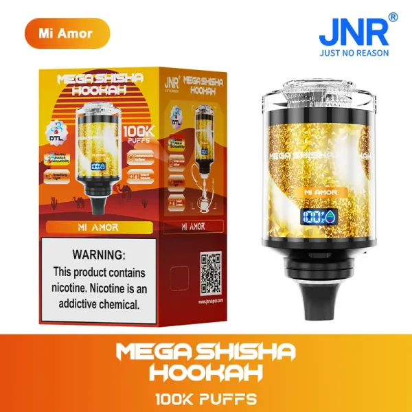 JNR Mega Shisha Hookah 100K Puff Disposable Vape with mi amor flavor