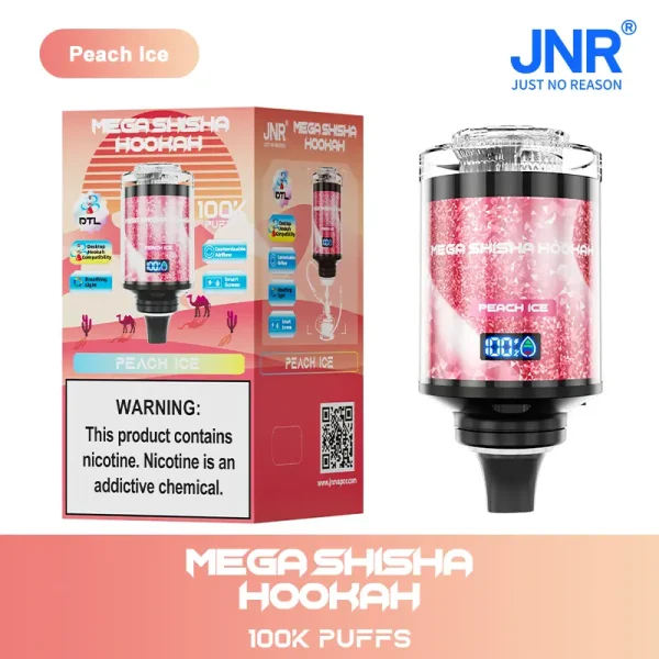 JNR Mega Shisha Hookah 100K Puff Disposable Vape with peach ice flavor
