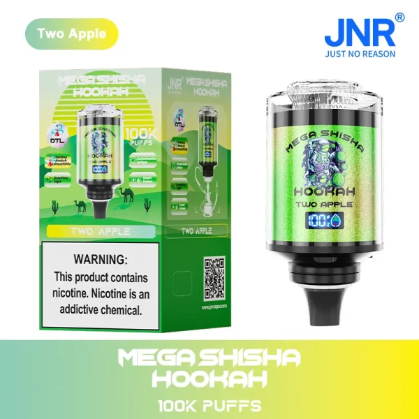 JNR Mega Shisha Hookah 100K Puff Disposable Vape with two apple flavor