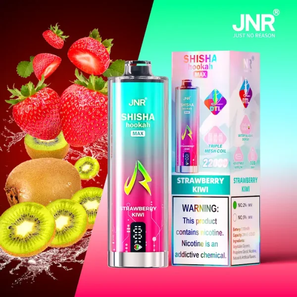 JNR Shisha Hookah Max 22K Puffs Strawberry Kiwi Disposable Vape