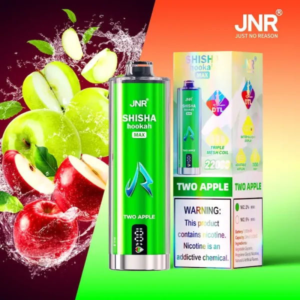 JNR Shisha Hookah Max 22K Puffs Two Apple Disposable Vape