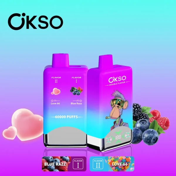 OKSO 60000 60K puffs dual flavor disposable vape Blue Razz and Love66