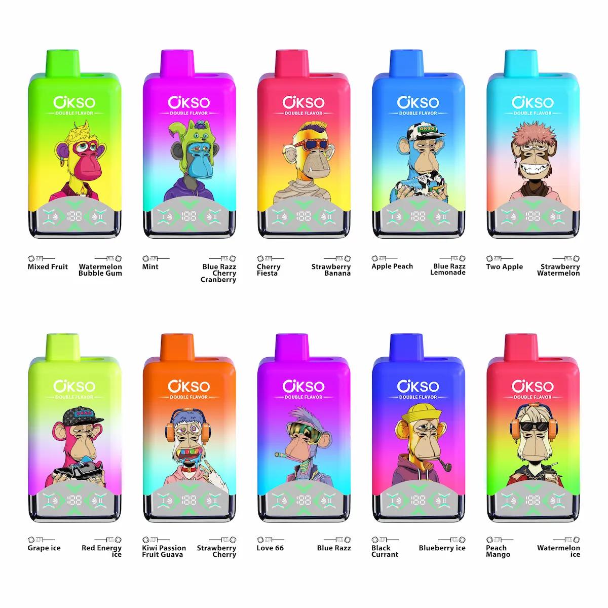OKSO 60000 60K puffs dual flavor disposable vape flavor collection with all flavors