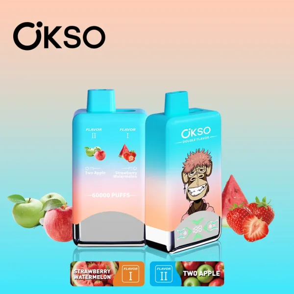OKSO 60000 60K puffs dual flavor disposable vape Strawberry Watermelon and Two Apple