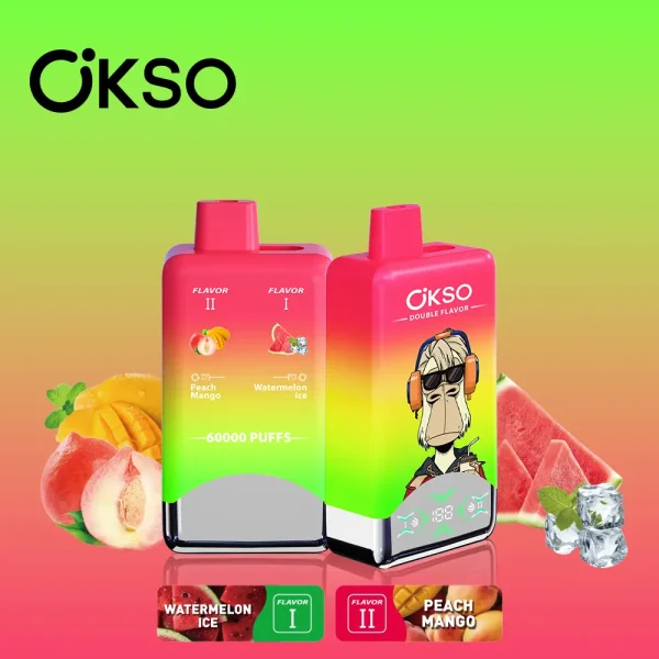 OKSO 60000 60K puffs dual flavor disposable vape Watermelon Ice and Peach Mango
