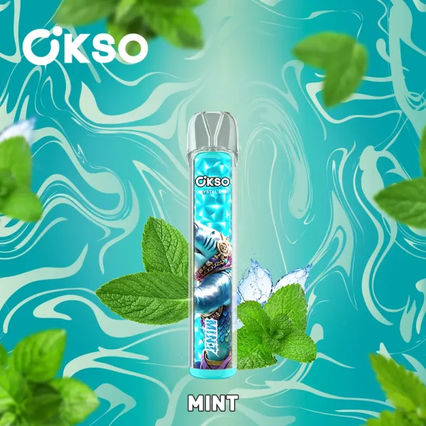 OKSO Crystal Bar 800 puffs small disposable vape – Mint flavor, cool refreshing peppermint