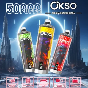 OKSO Shisha Hookah Mega 50000 50K puffs disposable vape main product image with big clouds hookah design