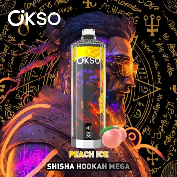 OKSO Shisha Hookah Mega 50000 50K puffs disposable vape – Peach Ice flavor