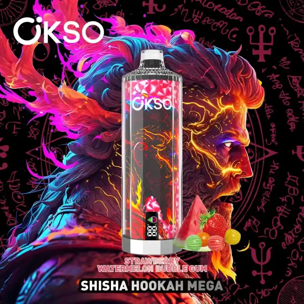 OKSO Shisha Hookah Mega 50000 50K puffs disposable vape – Strawberry Watermelon Bubblegum flavor