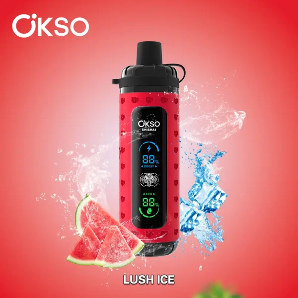 OKSO Shisha Max 40000 40K puffs dual mode hookah disposable vape – Lush Ice flavor, refreshing watermelon with menthol