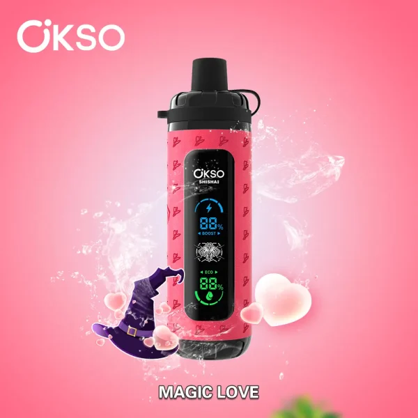 OKSO Shisha Max 40000 40K puffs dual mode hookah disposable vape – Magic Love flavor, tropical mango passionfruit lychee