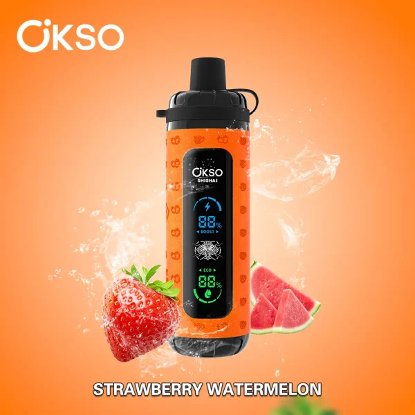 OKSO Shisha Max 40000 40K puffs dual mode hookah disposable vape – Strawberry Watermelon flavor, sweet strawberry with juicy watermelon