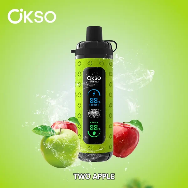 OKSO Shisha Max 40000 40K puffs dual mode hookah disposable vape – Two Apple flavor, blend of green and red apples