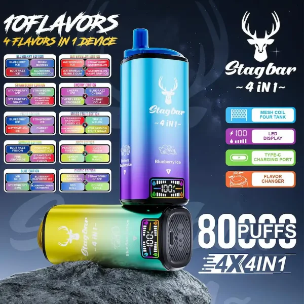 Immagine principale del prodotto Stagbar 80000 80K puffs 4-in-1 vape usa e getta