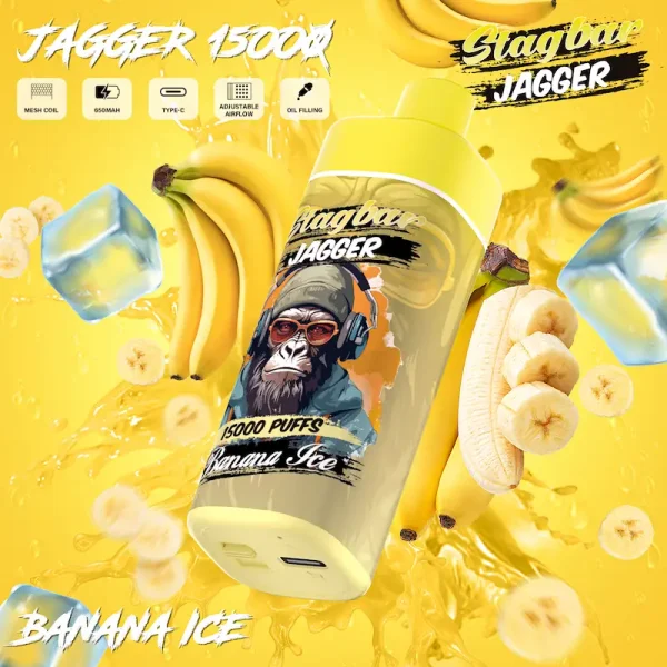 Stagbar Jagger 15000 15K puffs oil-filling disposable vape Banana Ice flavor
