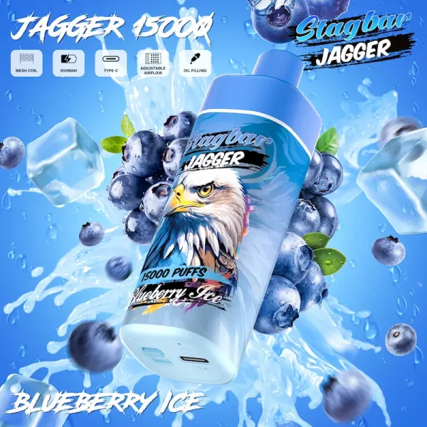 Stagbar Jagger 15000 15K puffs oil-filling disposable vape Blueberry Ice flavor