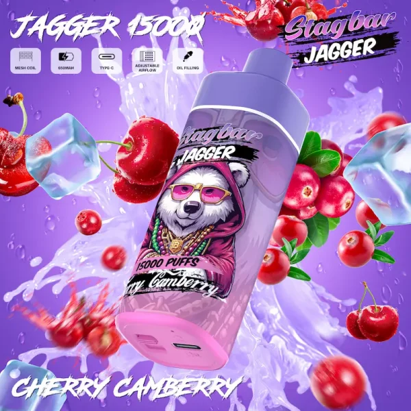 Stagbar Jagger 15000 15K puffs oil-filling disposable vape Cherry Cranberry flavor