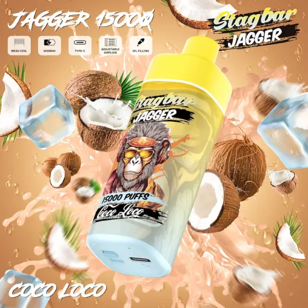 Stagbar Jagger 15000 15K puffs oil-filling disposable vape Coco Loco flavor