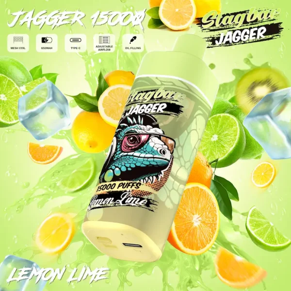 Stagbar Jagger 15000 15K puffs oil-filling disposable vape Lemon Lime flavor