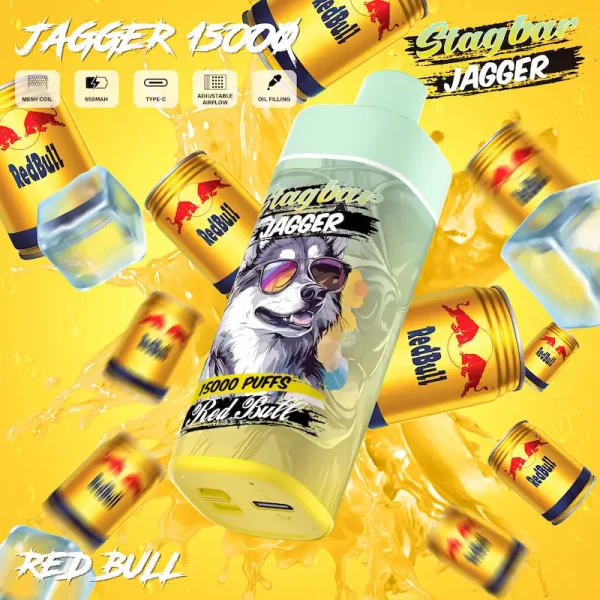 Stagbar Jagger 15000 15K puffs oil-filling disposable vape Red Bull flavor