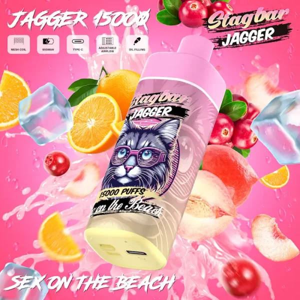 Stagbar Jagger 15000 15K puffs oil-filling disposable vape Sex on The Beach flavor