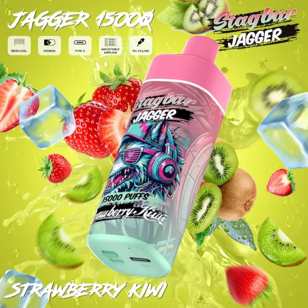 Stagbar Jagger 15000 15K puffs oil-filling disposable vape Strawberry Kiwi flavor