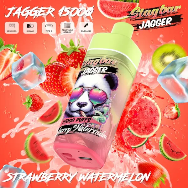 Stagbar Jagger 15000 15K puffs oil-filling disposable vape Strawberry Watermelon flavor