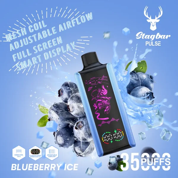 Stagbar Pulse 35000 35K puffs disposable vape - Blueberry Ice flavor