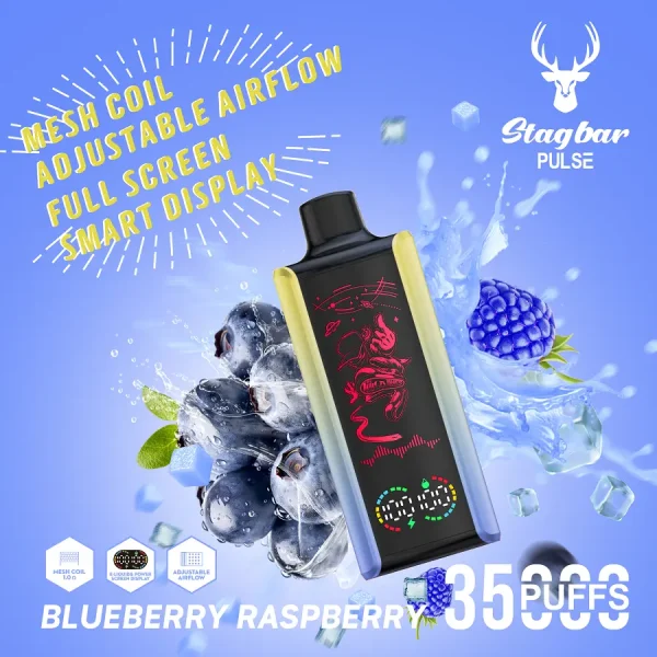 Stagbar Pulse 35000 35K puffs disposable vape - Blueberry Raspberry flavor