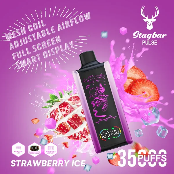 Stagbar Pulse 35000 35K puffs disposable vape - Strawberry Ice flavor